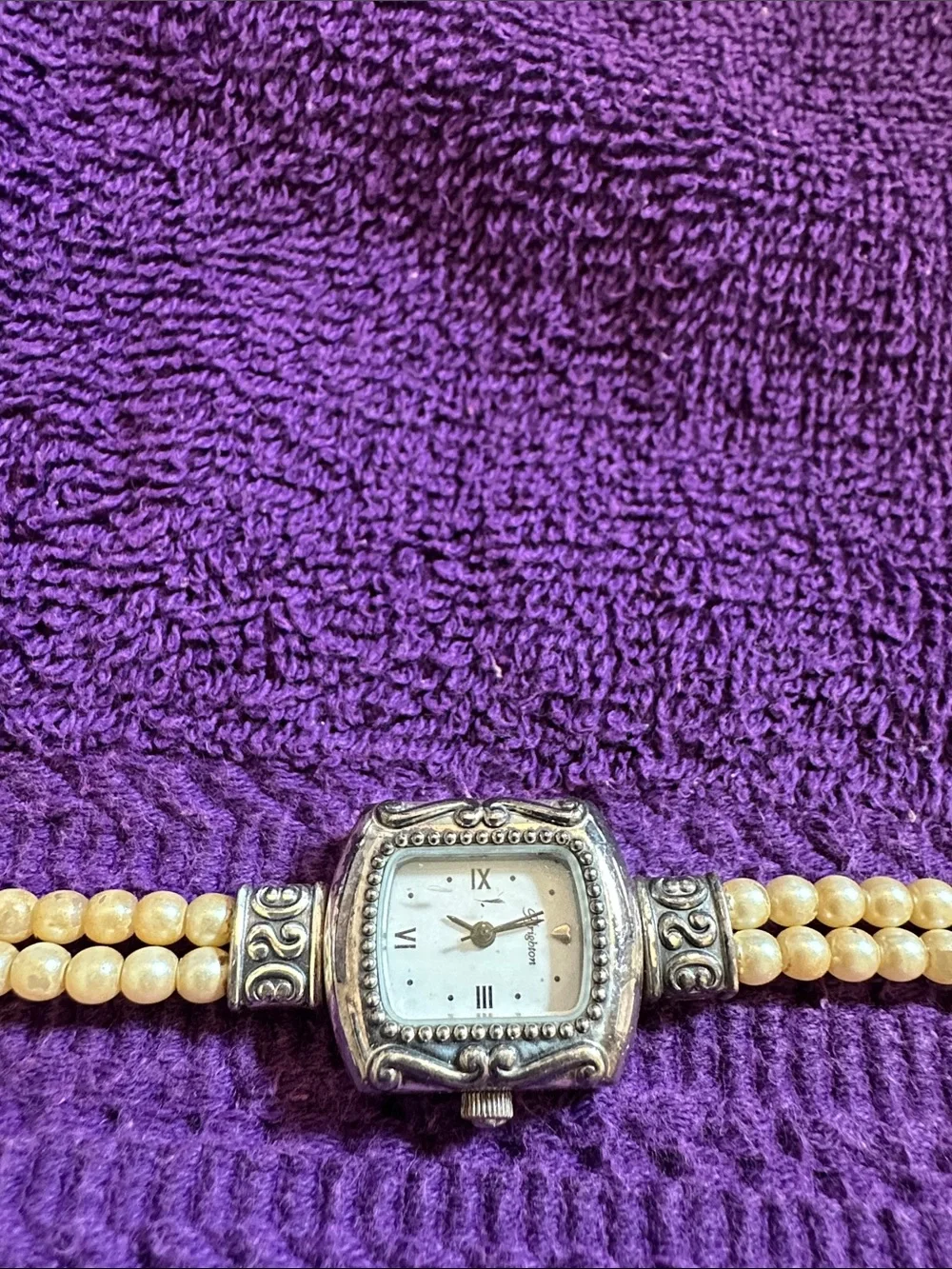 Brighton Cream Pearl Bracelet Watch with Silver Accents